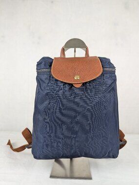 Longchamp Le Pliage Nylon Leather Backpack Blue - Used - Authentic - Great Deal